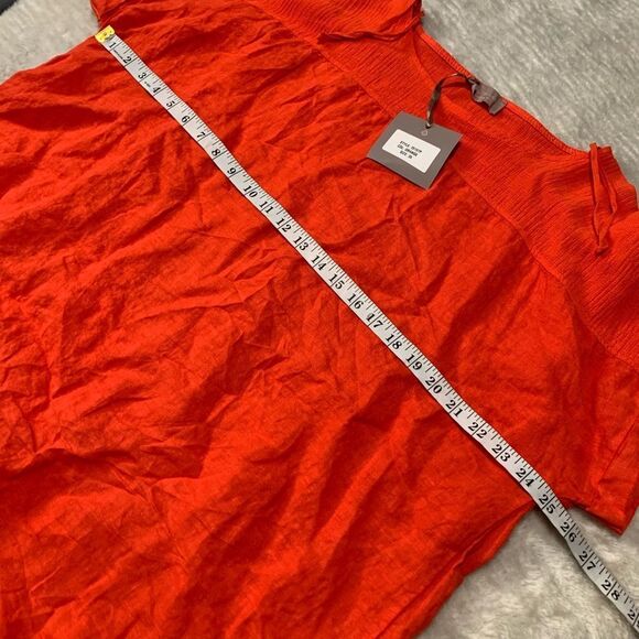 New Saiph Lab Womens Orange 100% Linen Shirt Plus Size 3X Top Made Italy - Picture 5 of 7